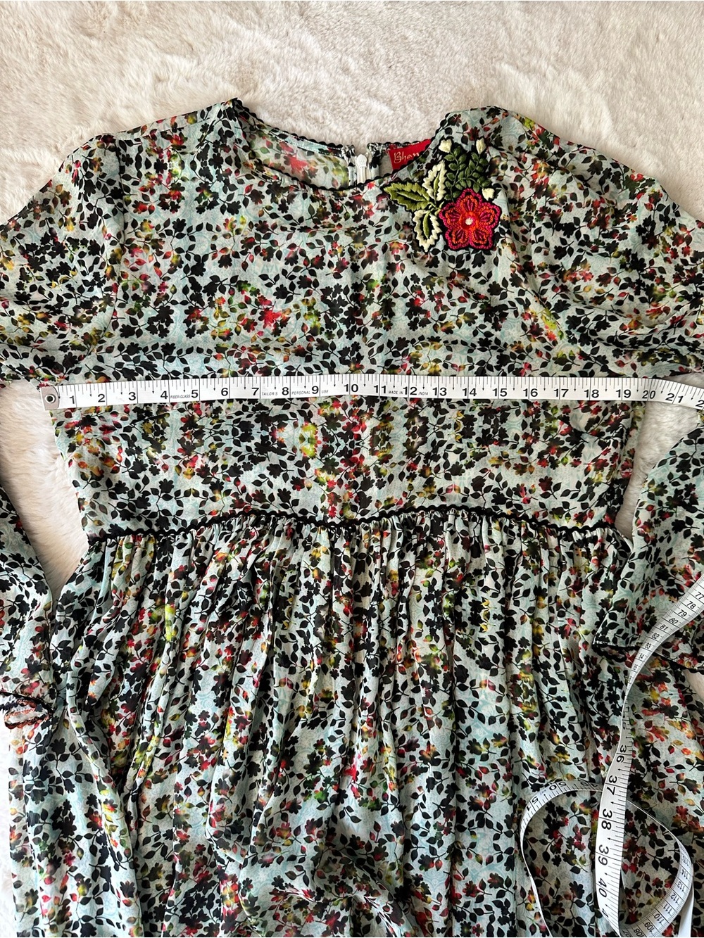Bhanuni by Jyoti Floral Embroidered Babydoll Dress Bohemian Flowy Size 12 - Picture 4 of 16